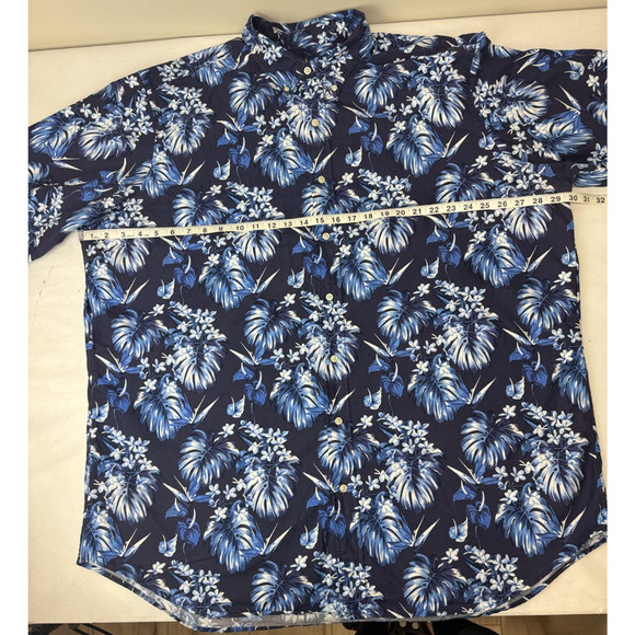 Ralph Lauren Hawaiian Shirt Floral Blue Button Down Short Sleeve Aloha Camp 2XL - Picture 3 of 8